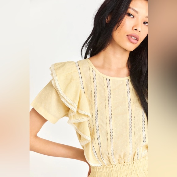 NWT LoveShackFancy Natasha Dress in Gilded Yellow - Picture 9 of 12